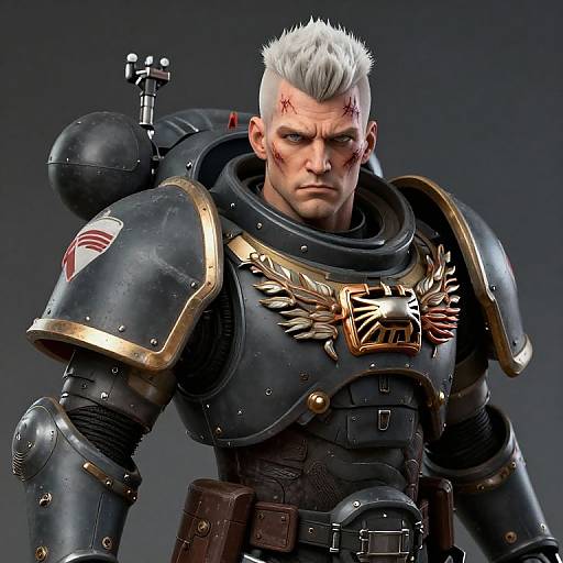 Warhammer 40K Space Marine in Dark Gray Armor