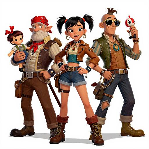 Victorian Punk Adventure Trio Illustration