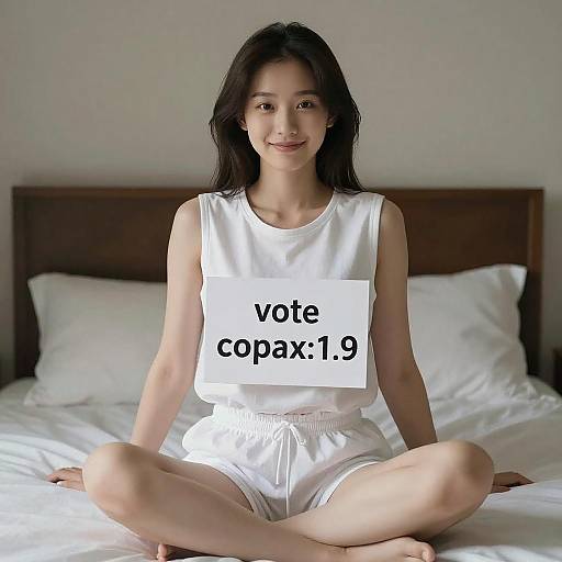 Photorealistic Woman Holding 'Vote Copax' Sign