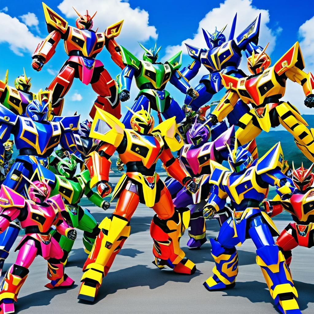 Vibrant Kyoryuger Battles with Giant Robot