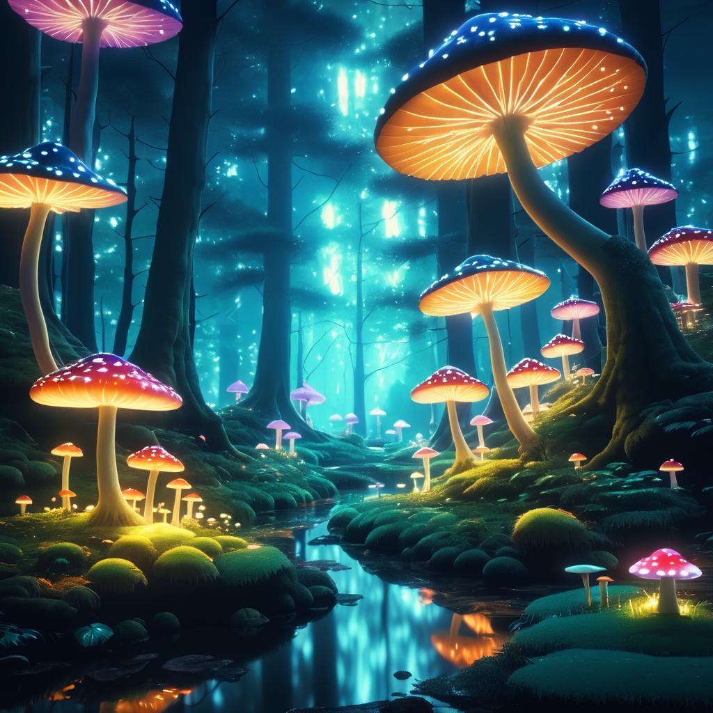 Enchanted Forest with Glowing Mushrooms