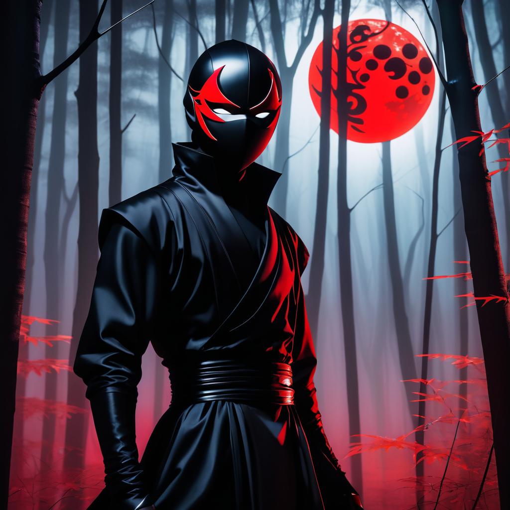 Mysterious Ninja in a Moonlit Forest