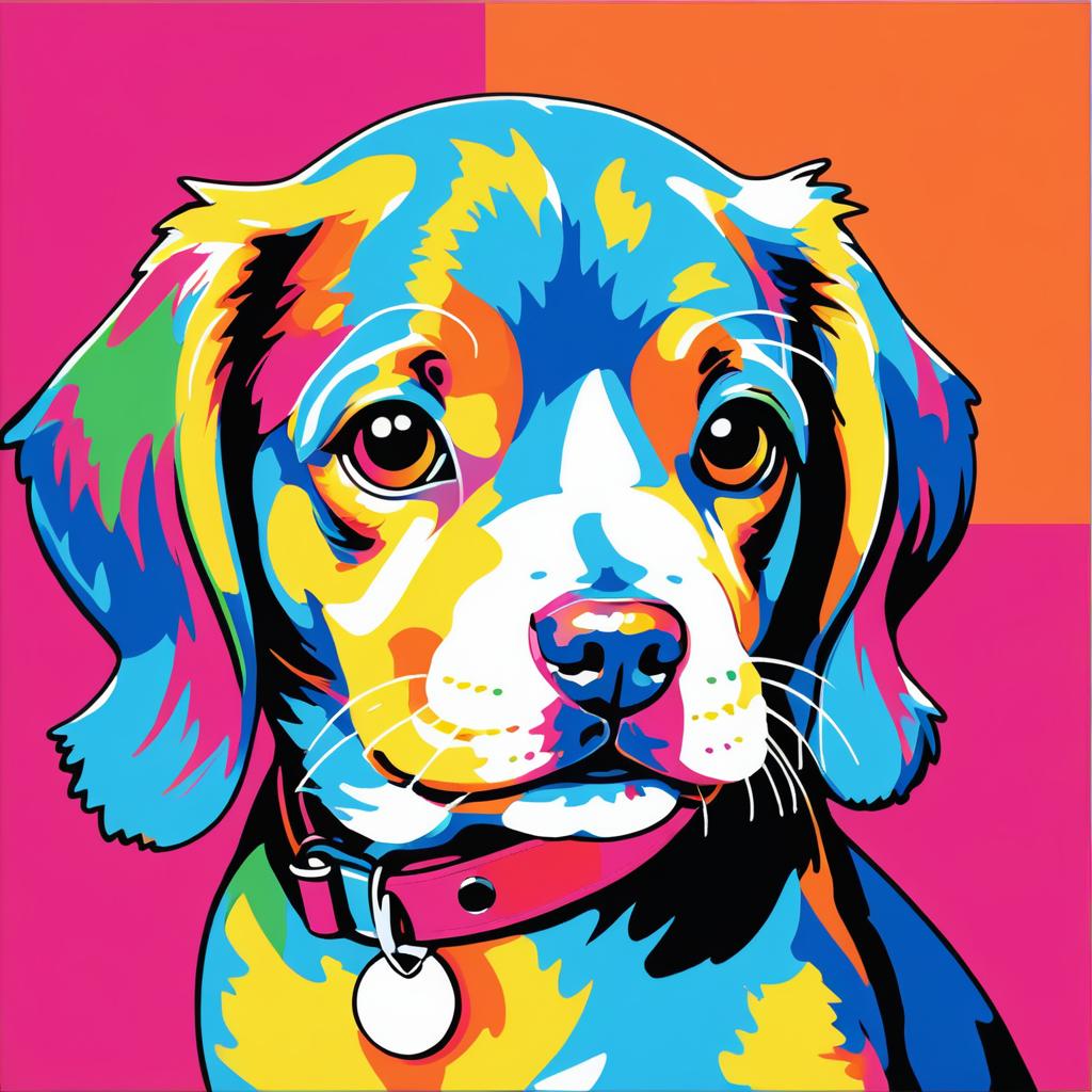 Pop Art Puppy in Warhol Style