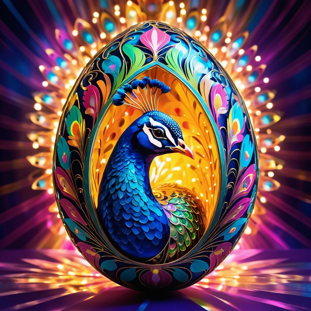 Whimsical Peacock in Easter Carnival Shell