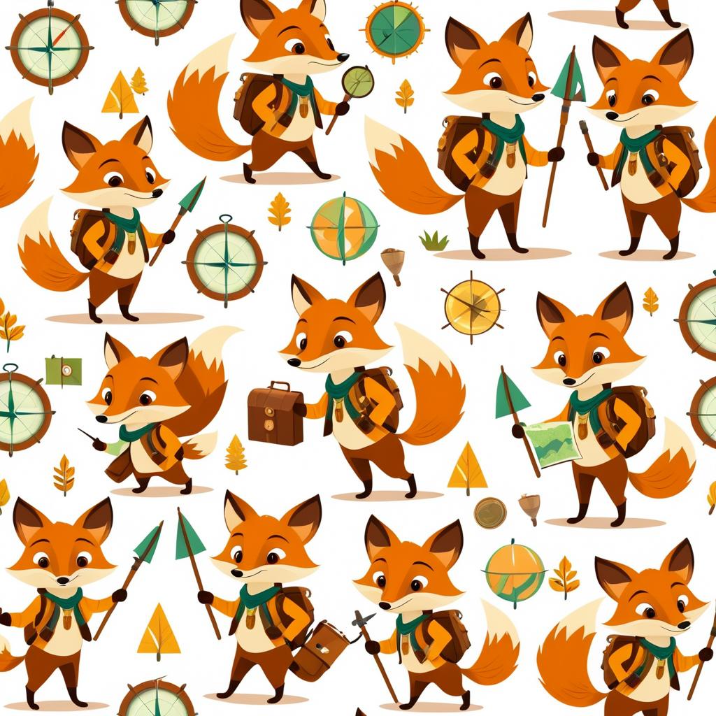 Whimsical Adventurous Explorer Fox Characters