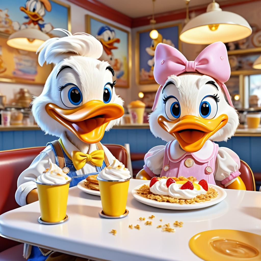 Young Donald and Daisy Duck Breakfast Scene