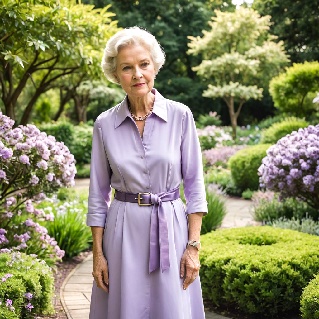 Elegant Woman in Pastel Purple Dress