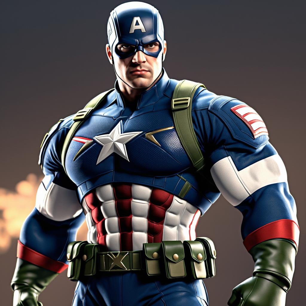 Heroic Captain America in Military Uniform