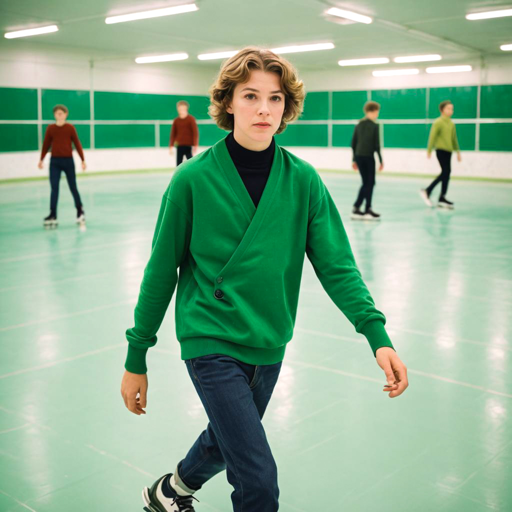 Confident Teen in Retro Skating Rink