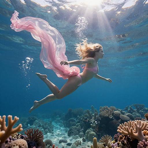 Graceful Underwater Blonde in Bikini