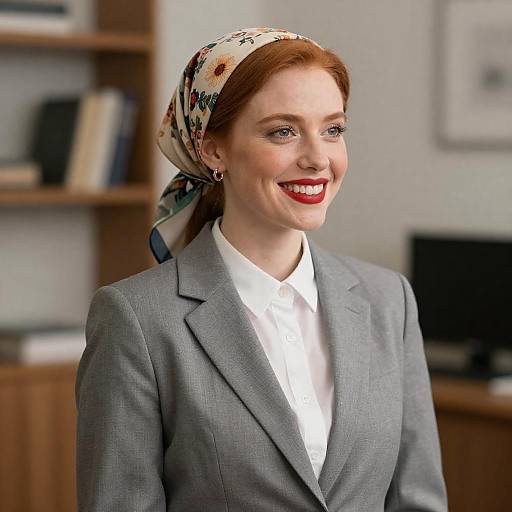 Confident Woman in Floral Headscarf