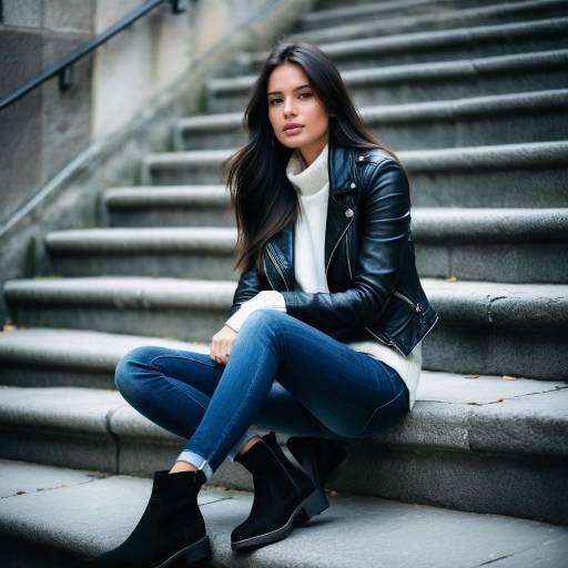 Young Woman Sitting on Urban Stone Steps