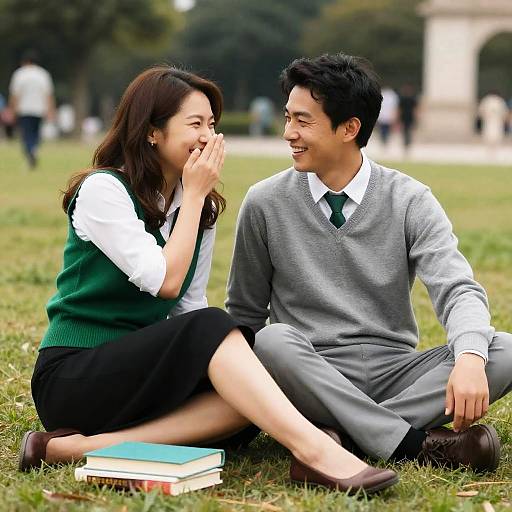 Charming Couple Enjoying a Park Moment