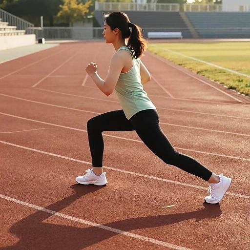 Lunge Exercise on Sunlit Track