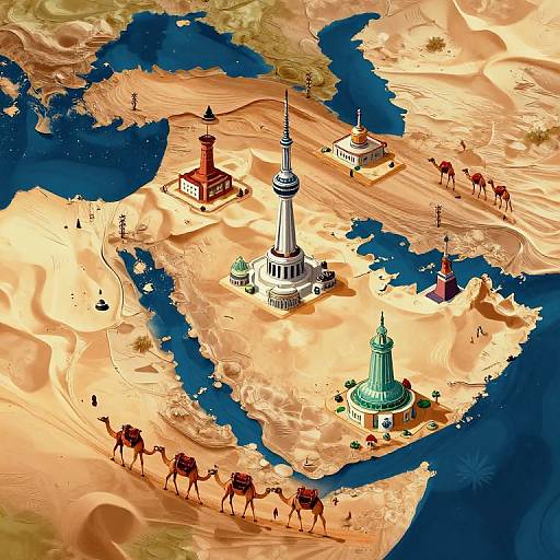 Isometric Saudi Arabia Night Map