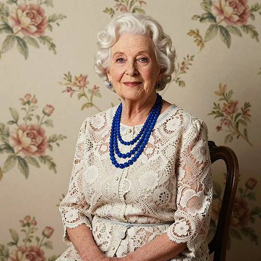 Elegant Elderly Woman in Vintage Lace Dress