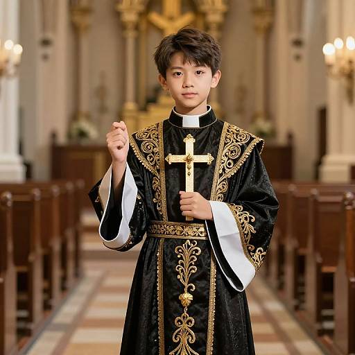 Boy in Fancy Priest Costume