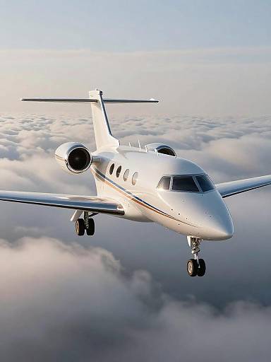 Three-Quarter Business Jet Over Clouds
