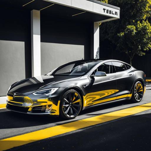 Tesla Model S Plaid with Yellow and Charcoal Gray Design