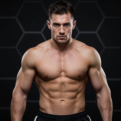 Muscular Man with Hexagonal Background