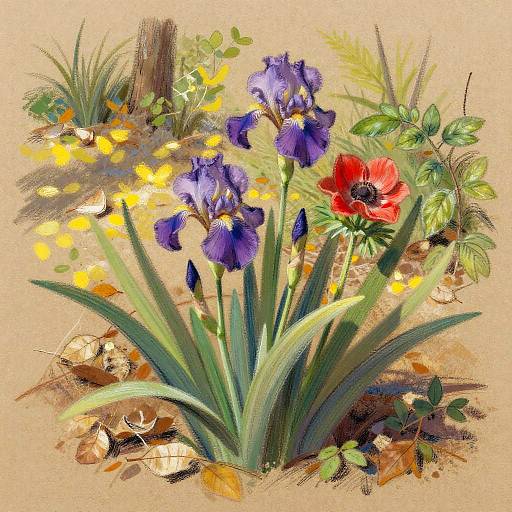 Chalk Pastel Forest Botanical Painting