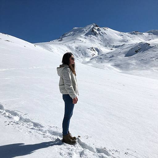 Young Woman on Snowy Mountain