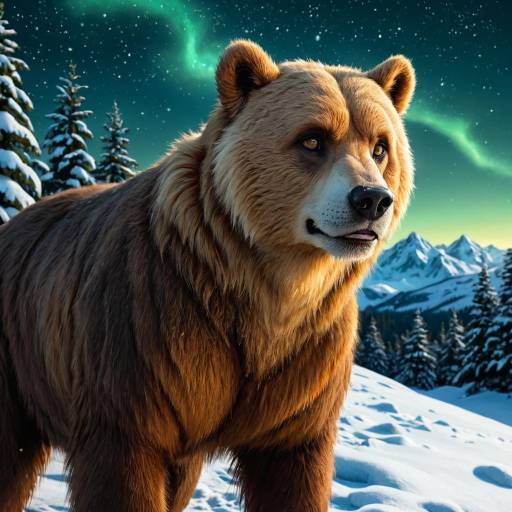 Majestic Grizzly Bear Under Starry Sky Majestic Grizzly Bear Under Starry Sky