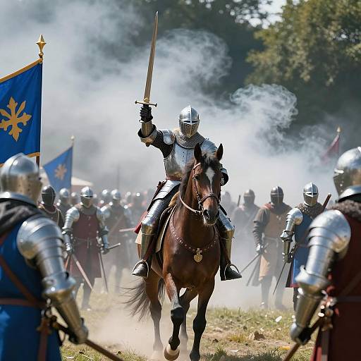 Epic Medieval Battle Scene with Knight