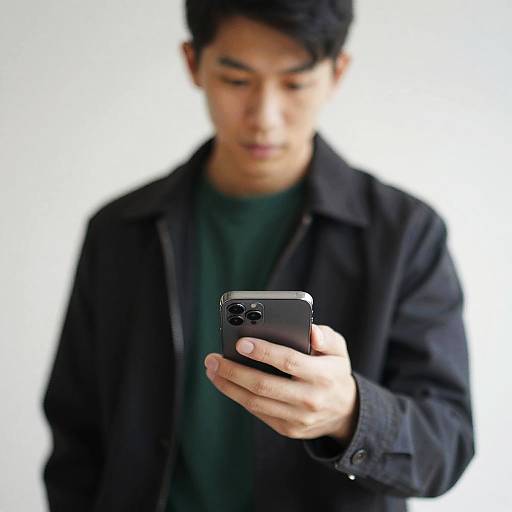 Man Holding Smartphone, Blurry Background Portrait