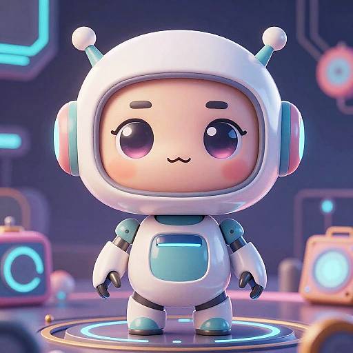 Chibi AI Robot in Futuristic Anime Style