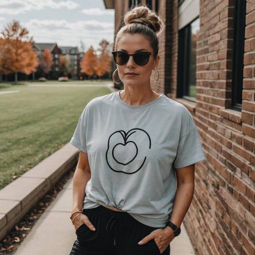 Woman in Casual Athletic Wear with Top Knot