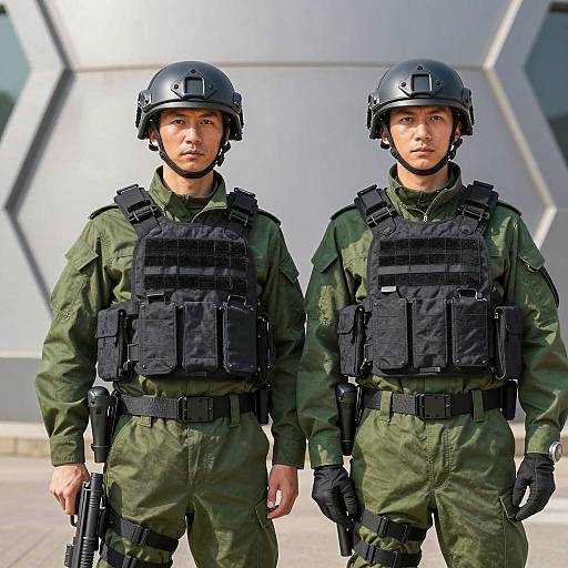 Futuristic Soldier in Military Gear