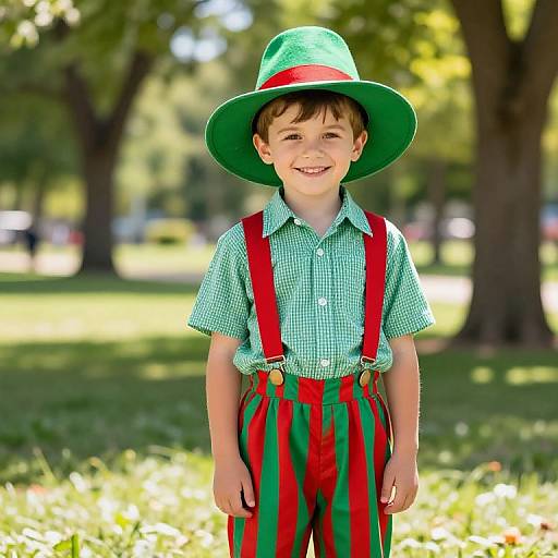 Joyful Boy in Vibrant Park Outfit