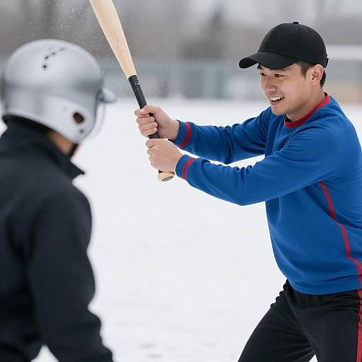 Winter Action Shot: Bat vs. Helmet