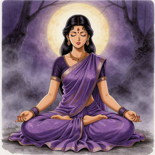 Mysterious Indian Woman in Lotus Pose