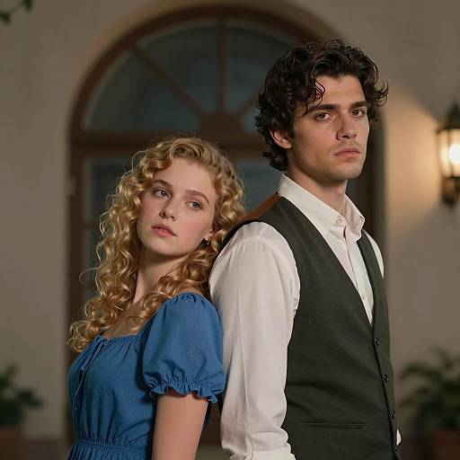 Serious Young Couple in Evening Setting