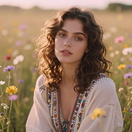 Bohemian Portrait with Wildflowers