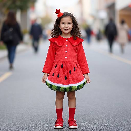 Girl in Watermelon Jolly Rancher Christmas Costume