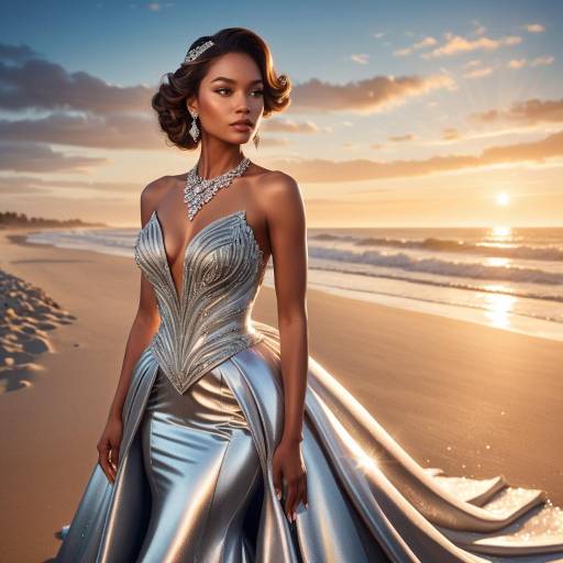 Elegant Woman in Shimmering Ball Gown