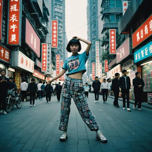Young Woman Dancing on Shanghai Street