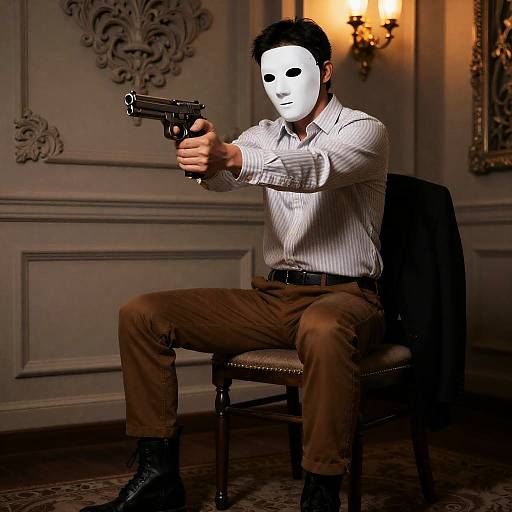 Mysterious Figure in Dimly Lit Room