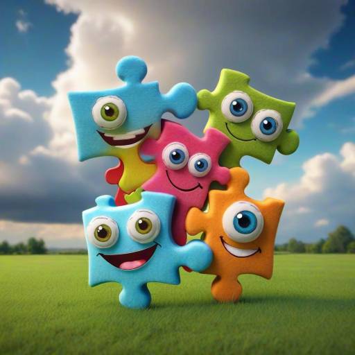 Joyful 3D Cartoon Puzzle Piece Characters