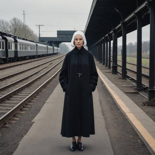 Woman in Nun Outfit at Train Station