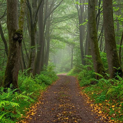 Mist-Draped Forest Path Serenity