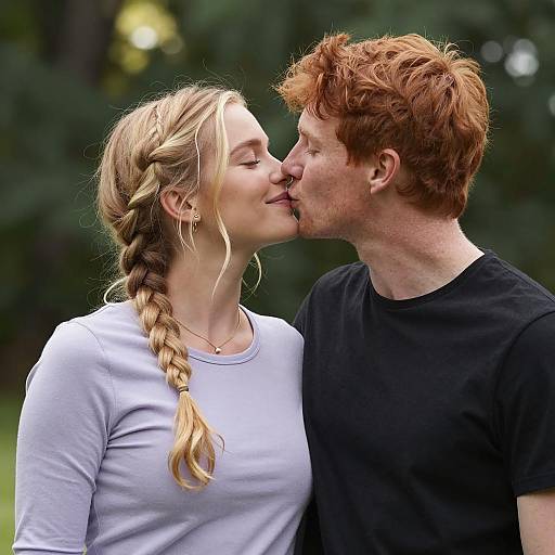 Romantic Outdoor Moment Between Couple