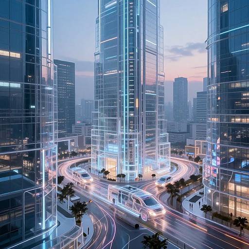 Transparent Futuristic Glass Cityscape