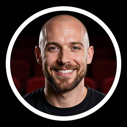 Confident Bald Man Movie Theater Logo