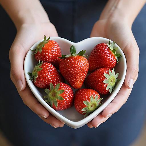 Hands Cradling Heart-Shaped Strawberry Bowl