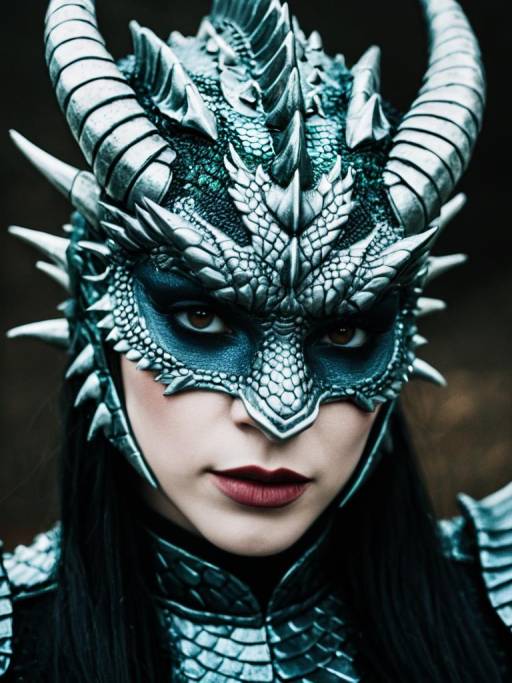 Enchanting Close-Up of Woman in Dragon Costume