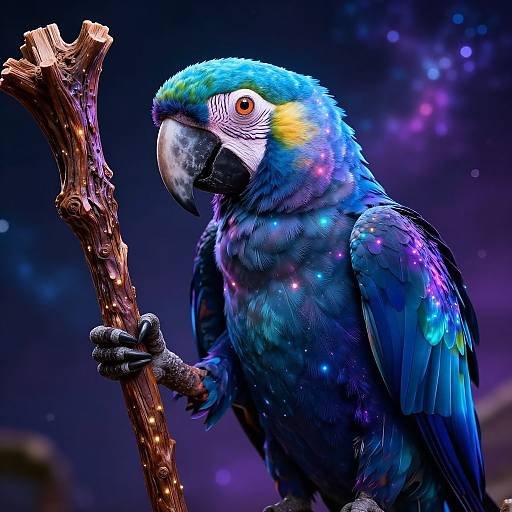 Sparkling Magical Fantasy Macaw Wizard